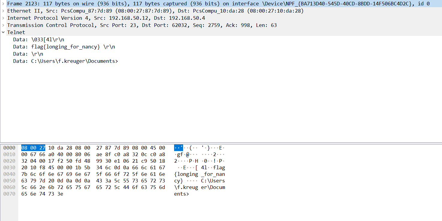 PCAP packet with flag