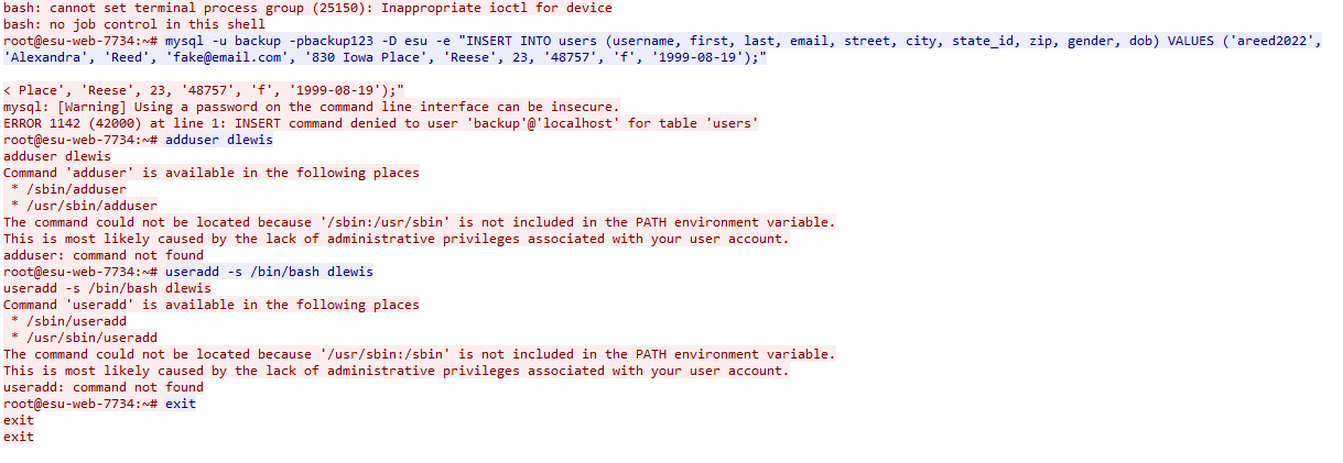PCAP showing user being added